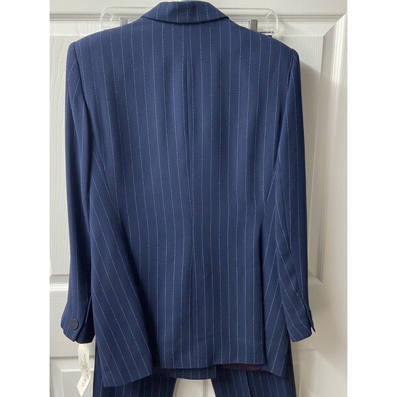 Oleg Cassini Womens Size 12 Striped Double Breasted Striped Blue Pant Suit nwt - Picture 9 of 11